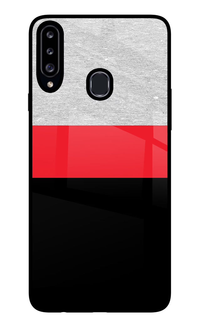Tri Color Pattern Samsung A20s Glass Case Back Cover by Casekaro