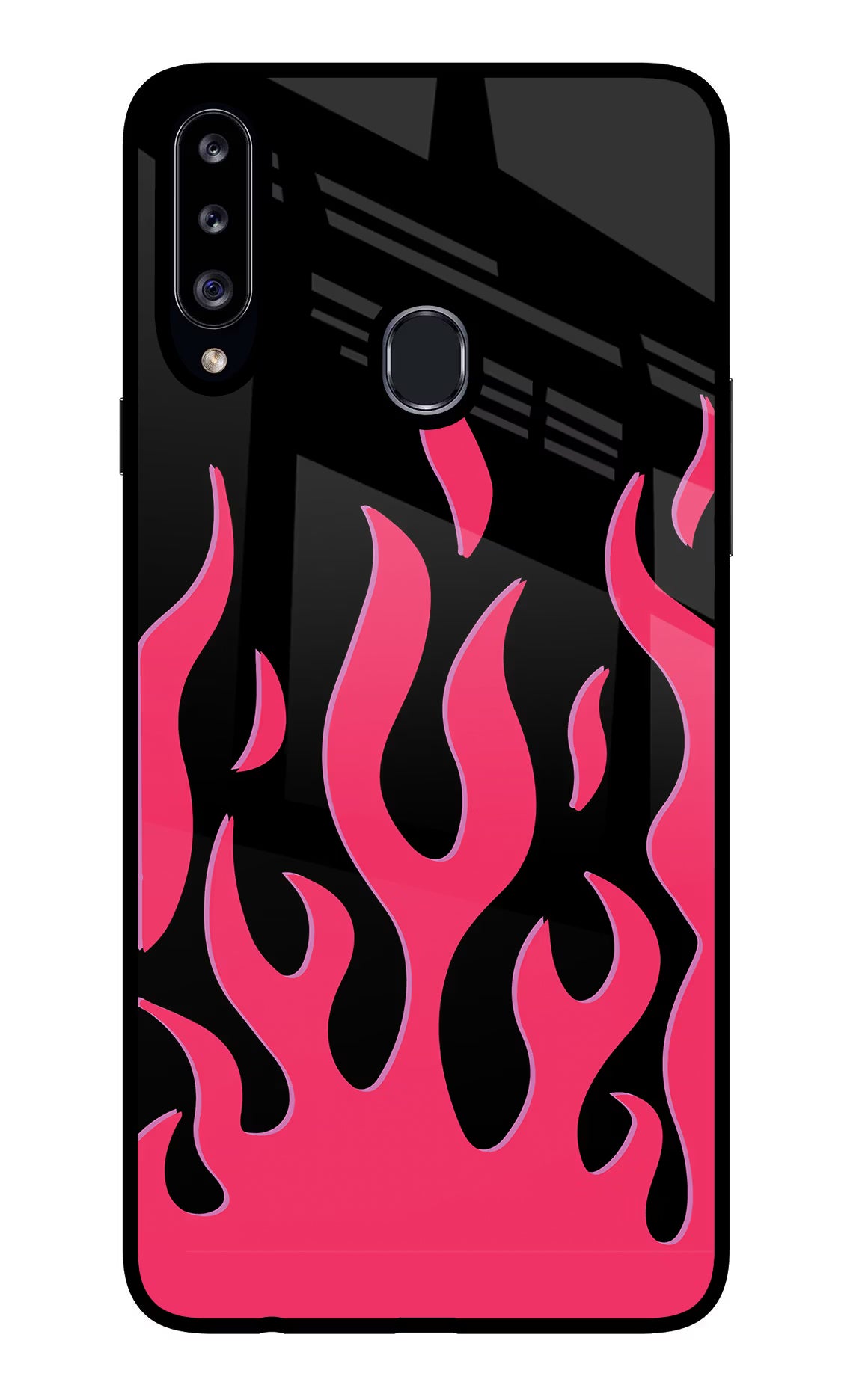 Fire Flames Samsung A20s Glass Case Back Cover by Casekaro