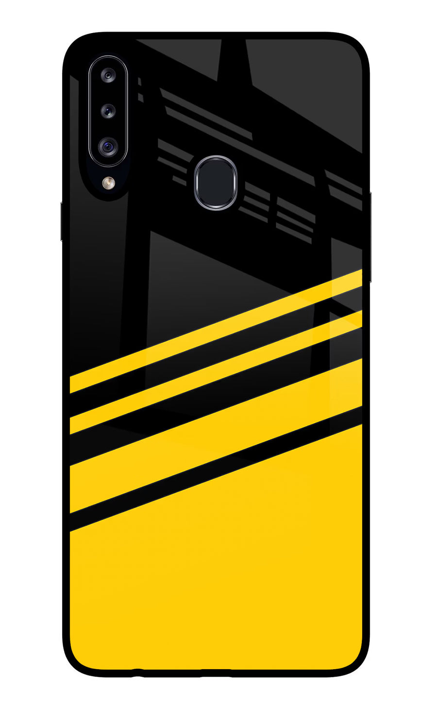 Yellow Shades Samsung A20s Back Cover, Glass case