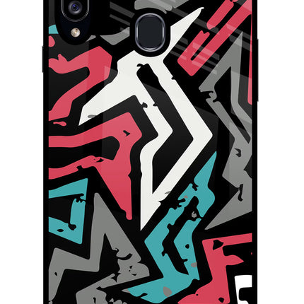 Geometric Graffiti Samsung A20s Glass Case Back Cover by Casekaro