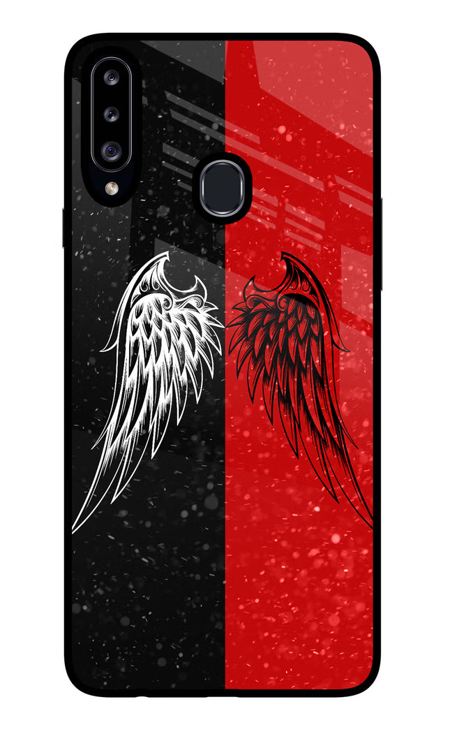 Wings Samsung A20s Glass Case