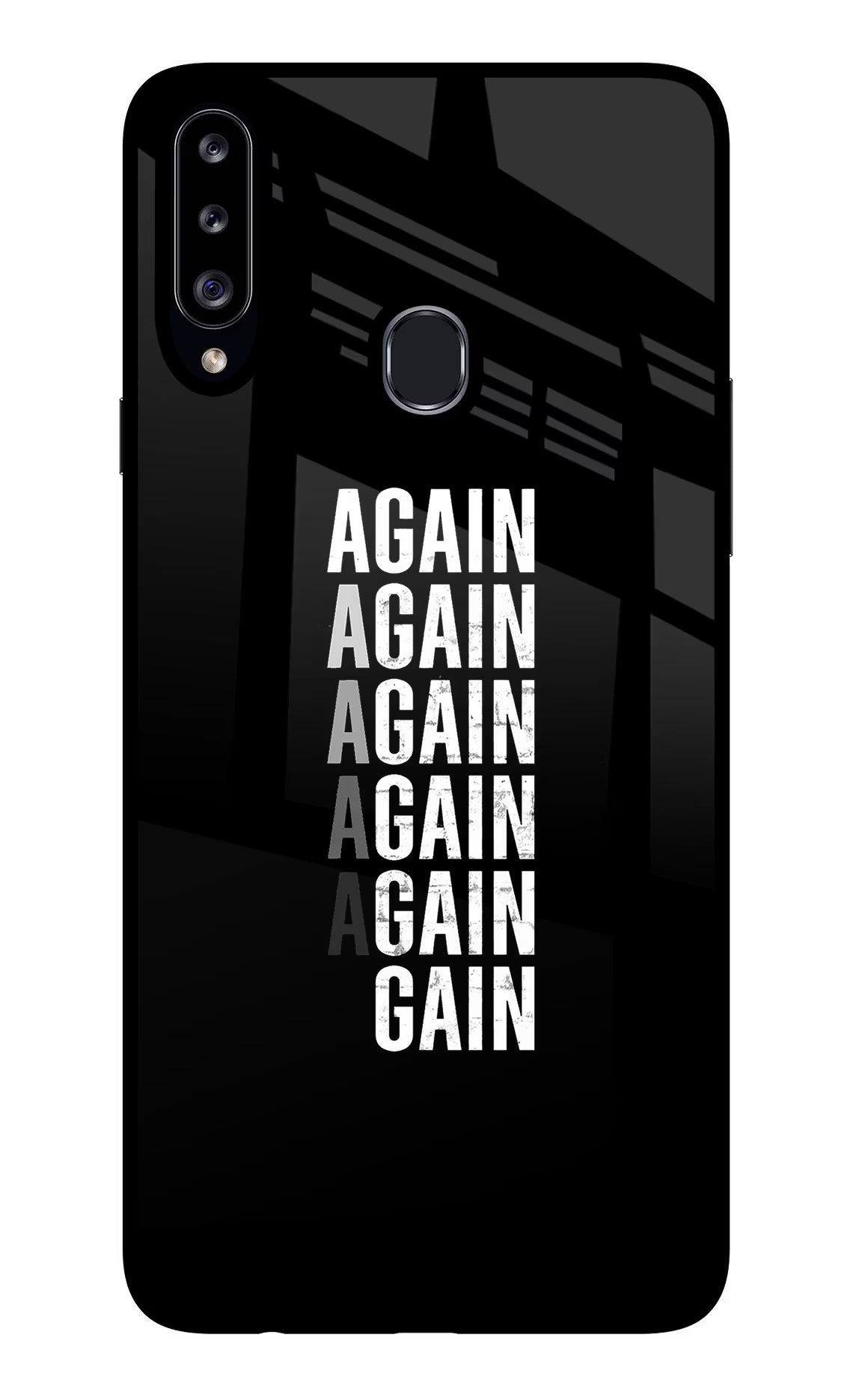 Again Again Gain Samsung A20s Glass Case Back Cover by Casekaro