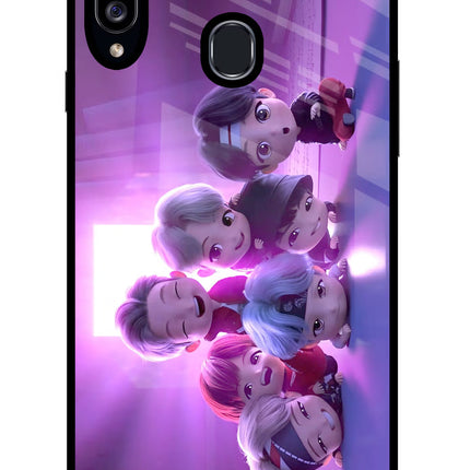 BTS Chibi Samsung A20s Glass Case Back Cover by Casekaro