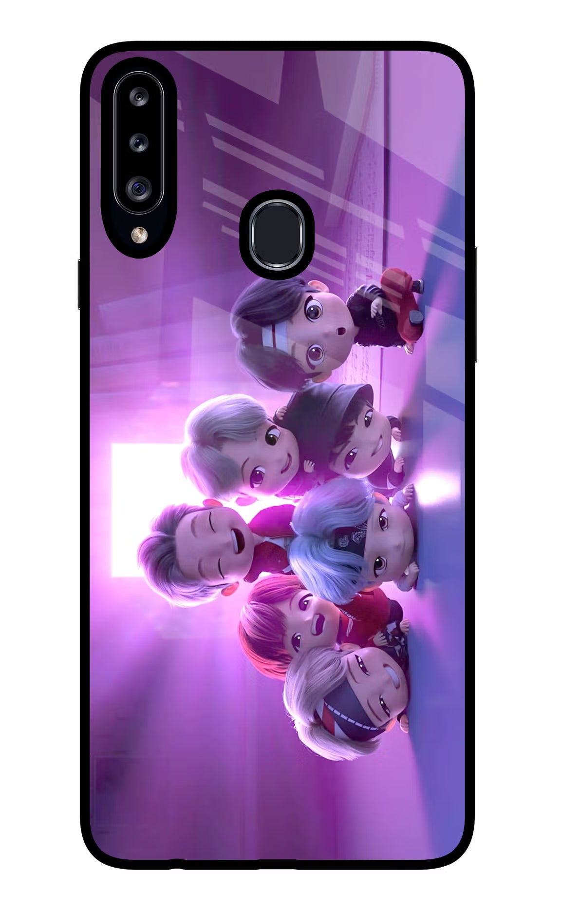 BTS Chibi Samsung A20s Glass Case Back Cover by Casekaro