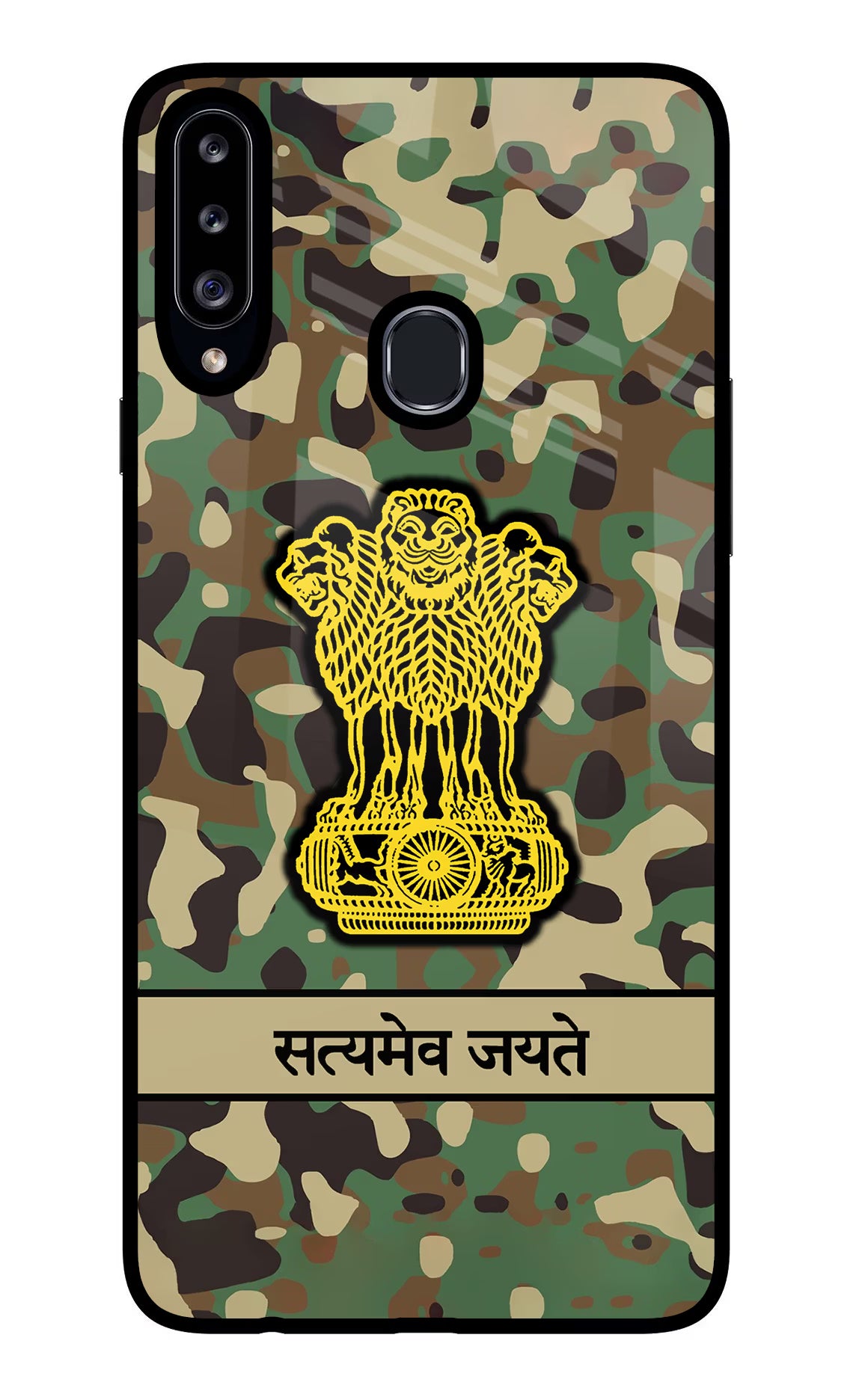 Satyamev Jayate Army Samsung A20s Glass Case Back Cover by Casekaro