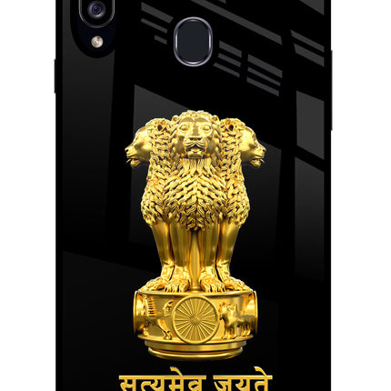 Satyamev Jayate Golden Samsung A20s Glass Case Back Cover by Casekaro