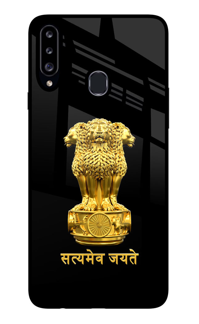 Satyamev Jayate Golden Samsung A20s Glass Case Back Cover by Casekaro