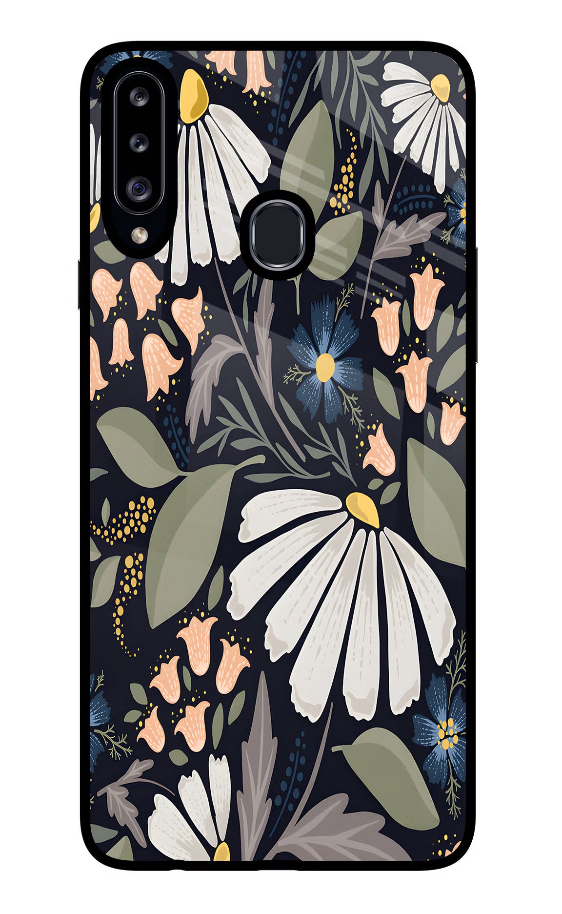 Flowers Art Samsung A20s Glass Case Back Cover by Casekaro