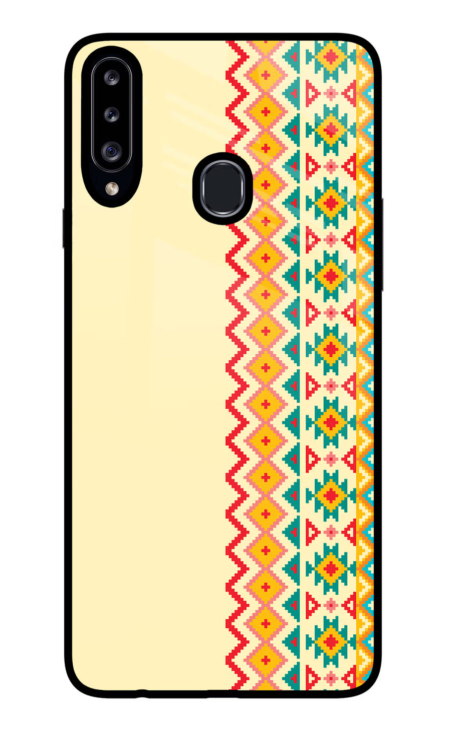 Ethnic Seamless Samsung A20s Back Cover, Glass case