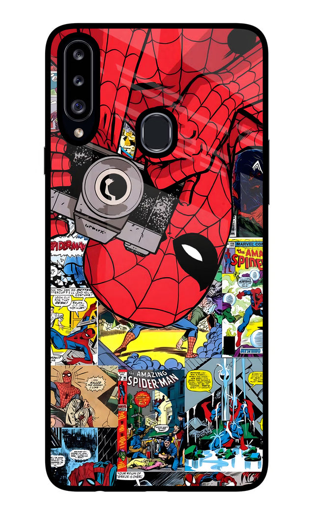 Spider Man Samsung A20s Glass Case Back Cover by Casekaro