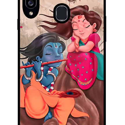 Radhe Krishna Samsung A20s Glass Case Back Cover by Casekaro