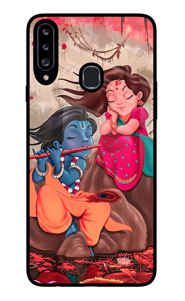 Radhe Krishna Samsung A20s Glass Case Back Cover by Casekaro