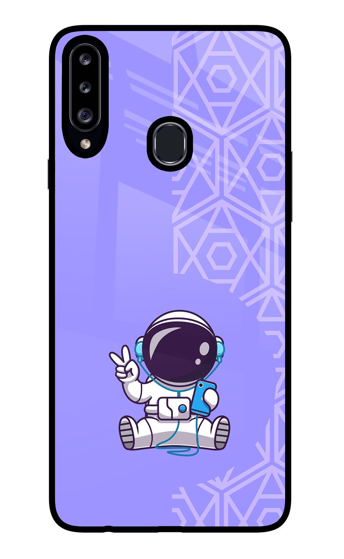 Cute Astronaut Chilling Samsung A20s Glass Case Back Cover by Casekaro