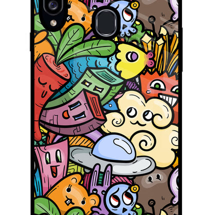 Veggie Doodle Samsung A20s Glass Case Back Cover by Casekaro