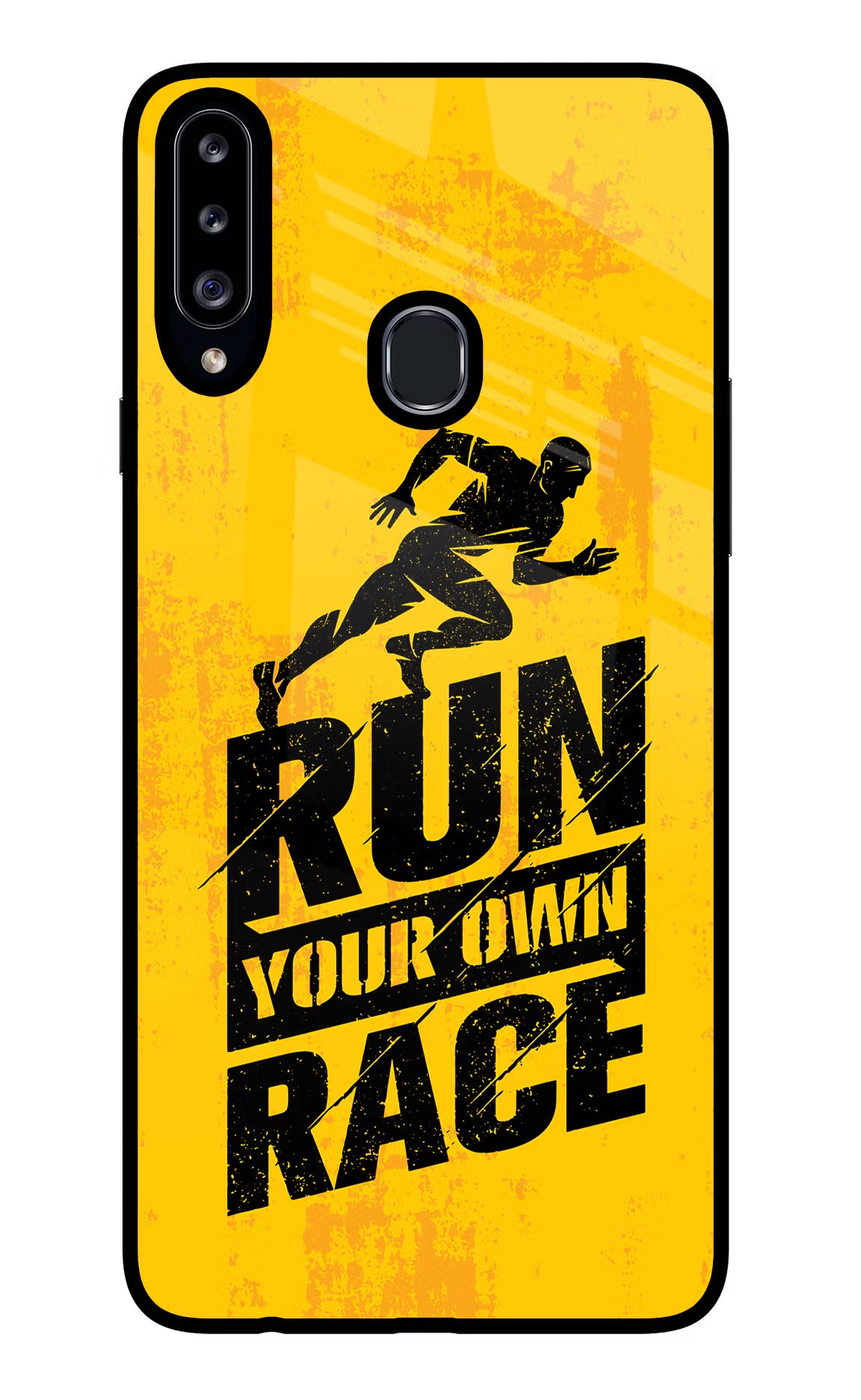 Run Your Own Race Samsung A20s Glass Case Back Cover by Casekaro