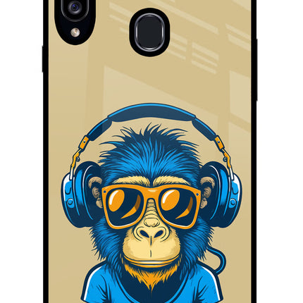 Monkey Headphone Samsung A20s Glass Case Back Cover by Casekaro