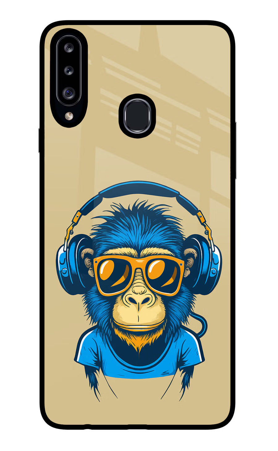 Monkey Headphone Samsung A20s Back Cover, Glass case
