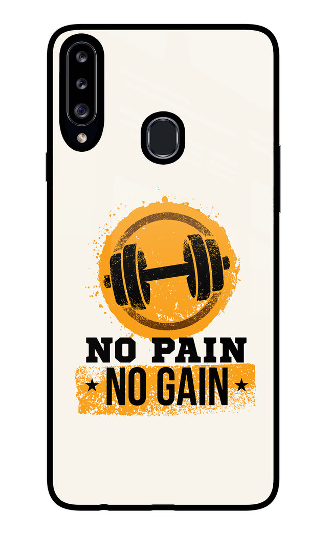 No Pain No Gain Samsung A20s Glass Case Back Cover by Casekaro