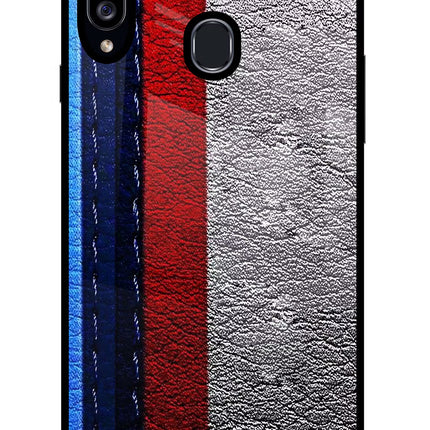 BMW Stripes Samsung A20s Glass Case Back Cover by Casekaro