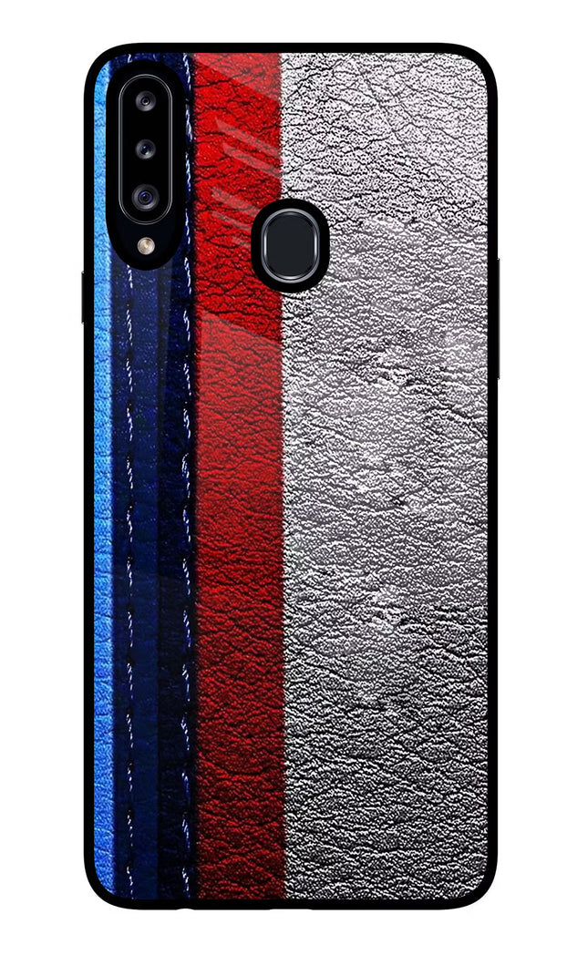 BMW Stripes Samsung A20s Glass Case Back Cover by Casekaro