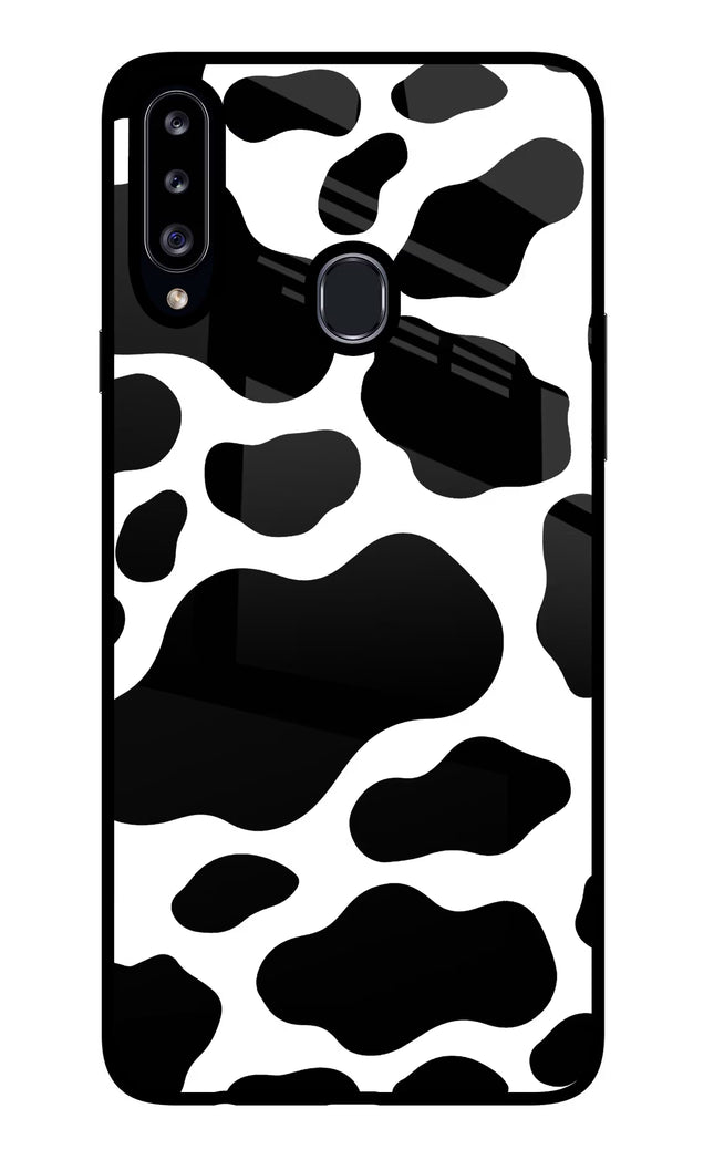 Cow Spots Samsung A20s Glass Case Back Cover by Casekaro