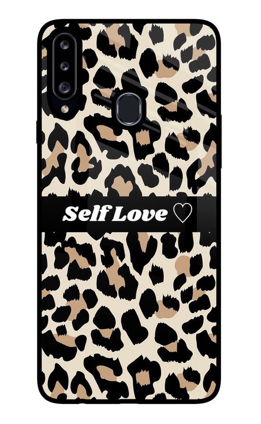 Leopard Print Self Love Samsung A20s Glass Case
