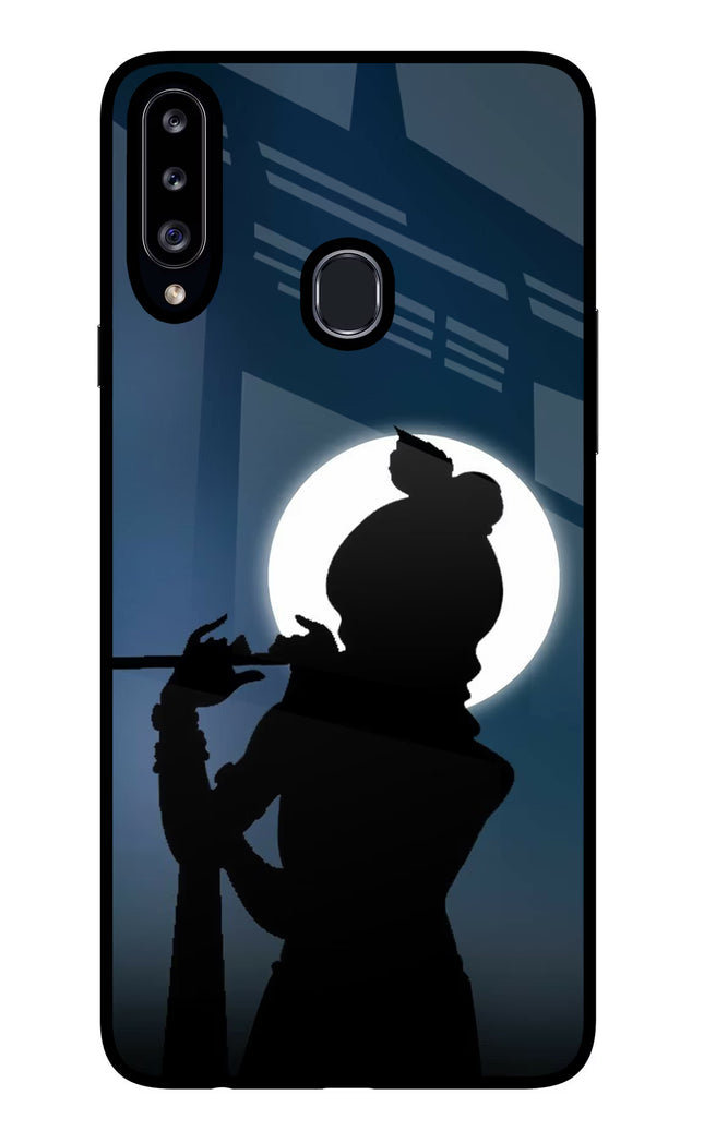 Shri Krishna Silhouette Samsung A20s Glass Case Back Cover by Casekaro