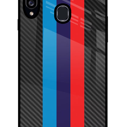BMW Stripes Pattern Samsung A20s Glass Case Back Cover by Casekaro