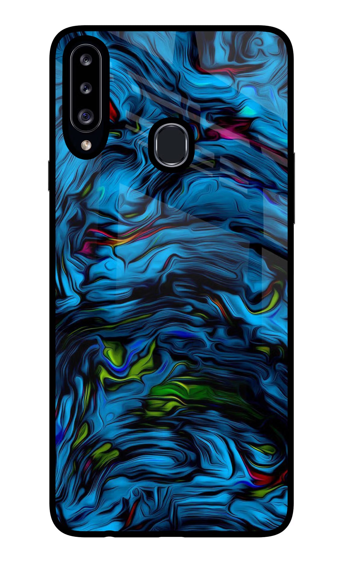 Dark Blue Abstract Samsung A20s Glass Case Back Cover by Casekaro
