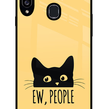 Ew People Catitude Samsung A20s Glass Case Back Cover by Casekaro