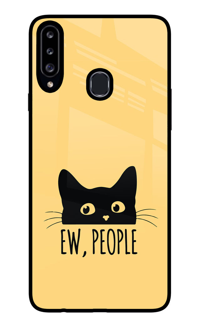 Ew People Catitude Samsung A20s Glass Case Back Cover by Casekaro