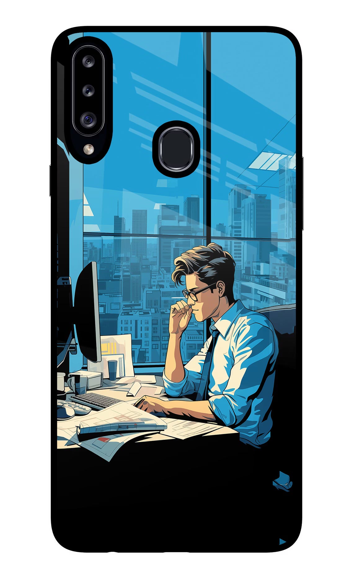 Focused Hustler (AI Generated) Samsung A20s Glass Case Back Cover by Casekaro