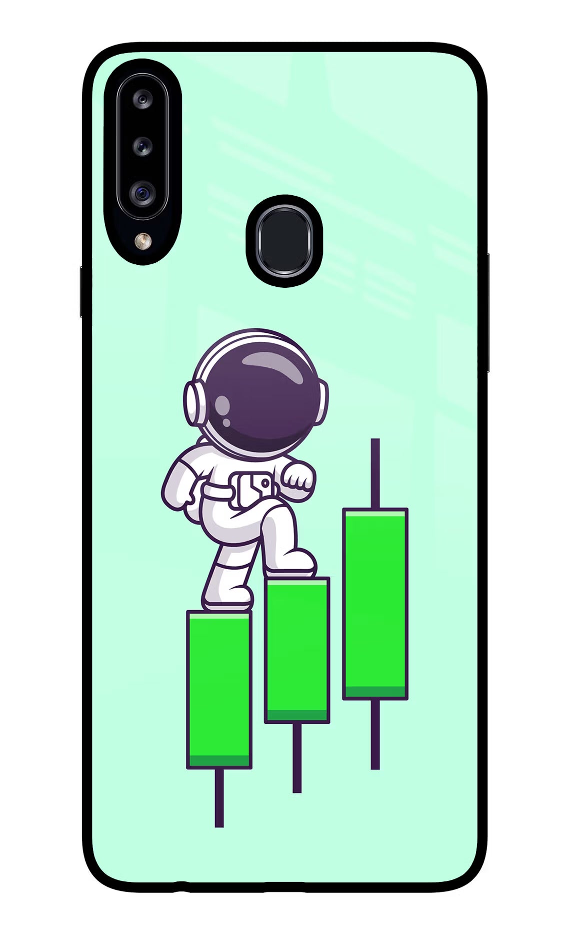 Astronaut Trader Samsung A20s Glass Case Back Cover by Casekaro