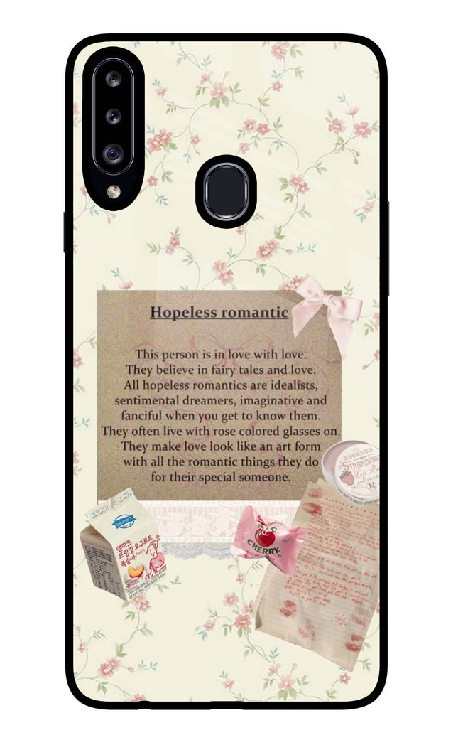 Hopeless Romantic Samsung A20s Glass Case Back Cover by Casekaro