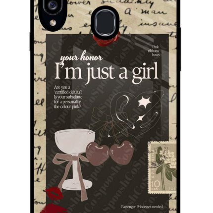 I am just a girl Samsung A20s Glass Case Back Cover by Casekaro