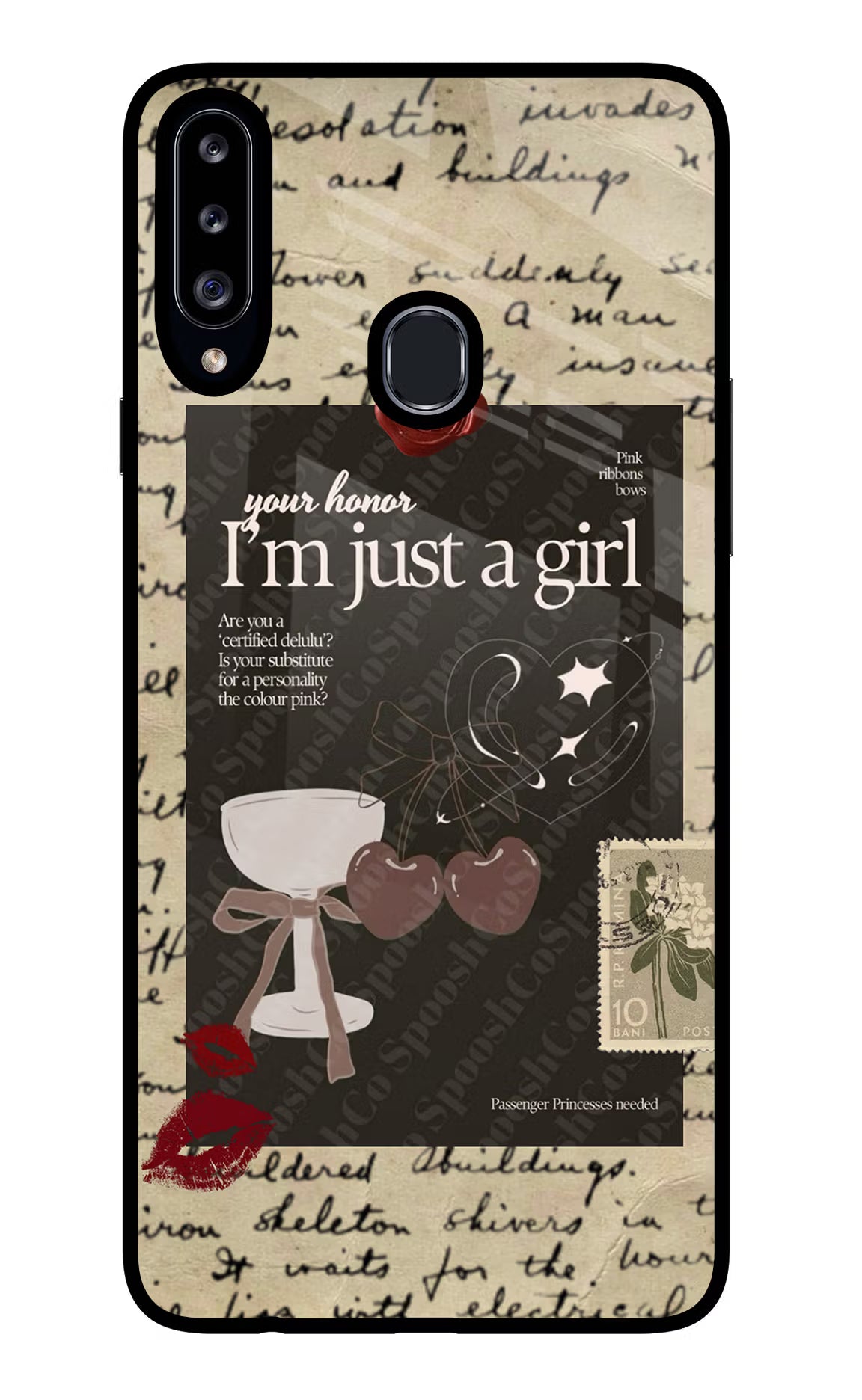I am just a girl Samsung A20s Glass Case Back Cover by Casekaro