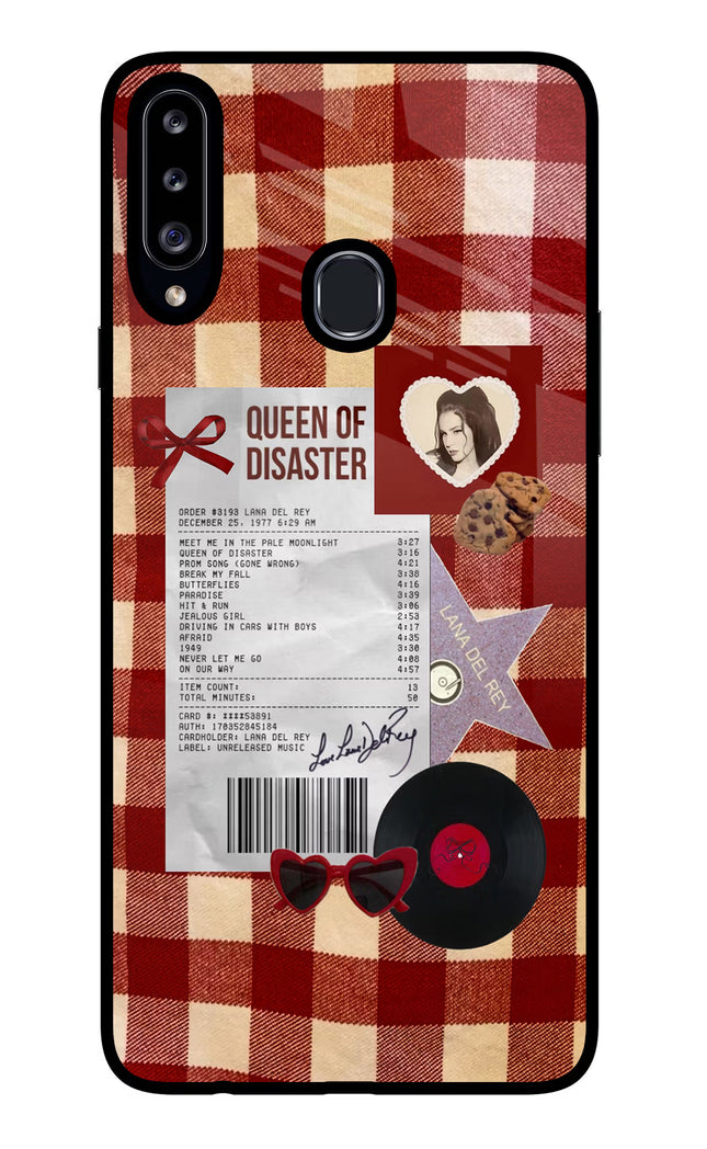 Queen of Disaster Samsung A20s Glass Case Back Cover by Casekaro
