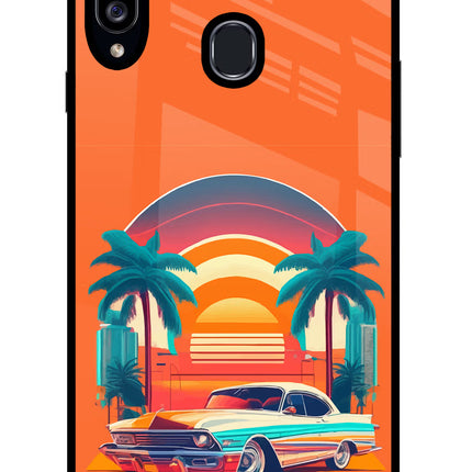 Palm Drive 80s Samsung A20s Glass Case Back Cover by Casekaro