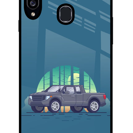Retro Garage Vibe Samsung A20s Glass Case Back Cover by Casekaro