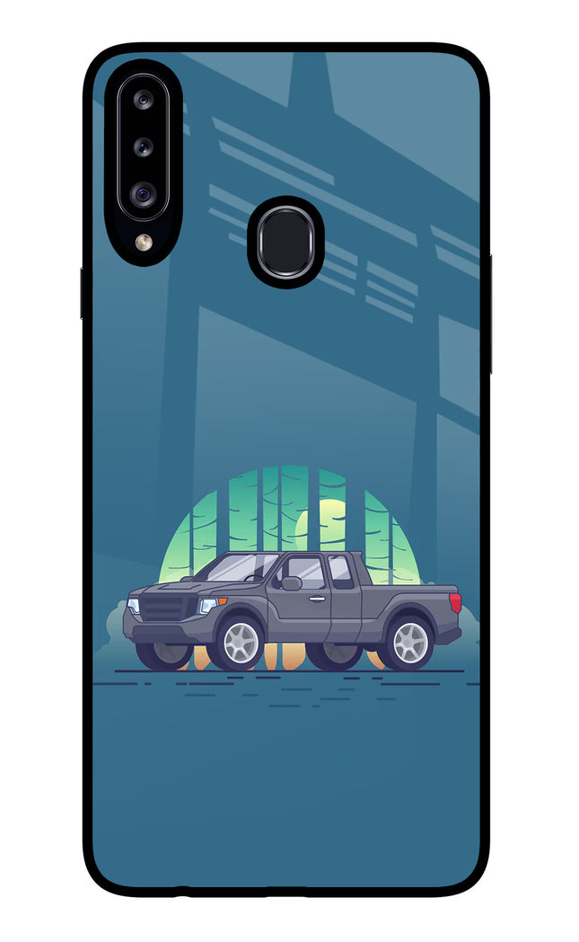 Retro Garage Vibe Samsung A20s Glass Case Back Cover by Casekaro