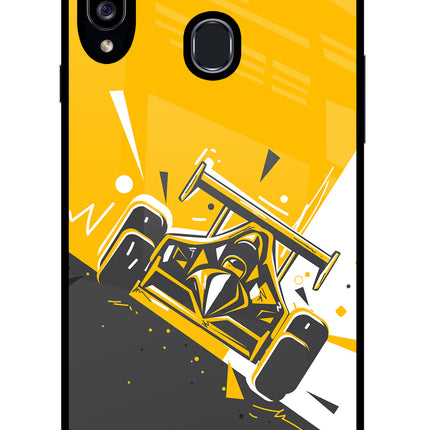 Track King Samsung A20s Glass Case Back Cover by Casekaro