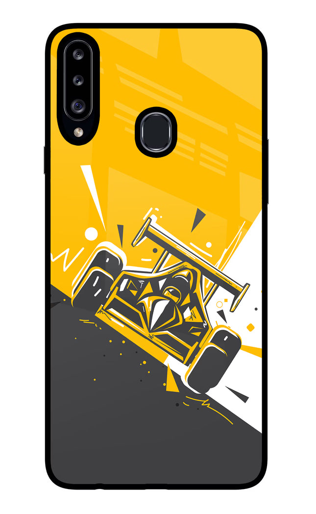 Track King Samsung A20s Glass Case Back Cover by Casekaro