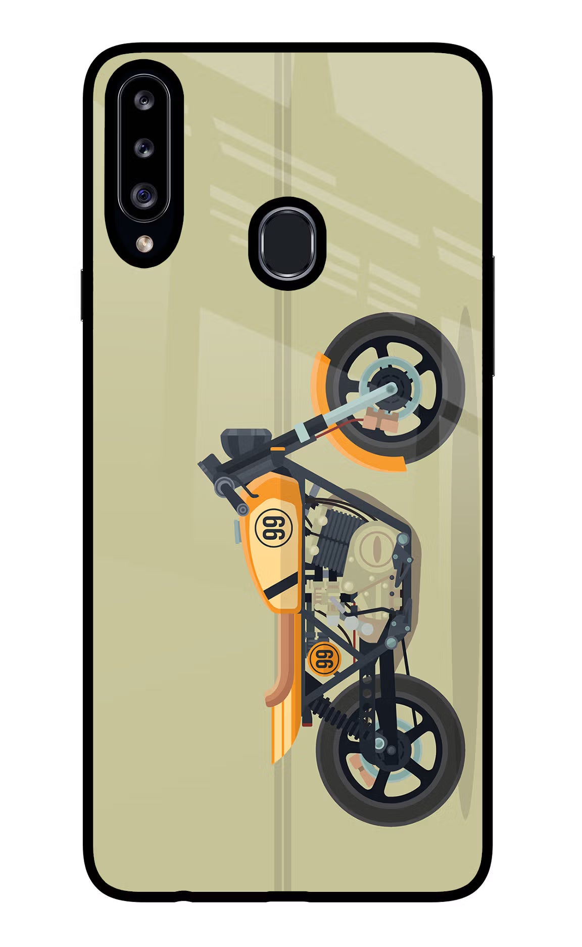 Vertical Speedster Samsung A20s Glass Case Back Cover by Casekaro