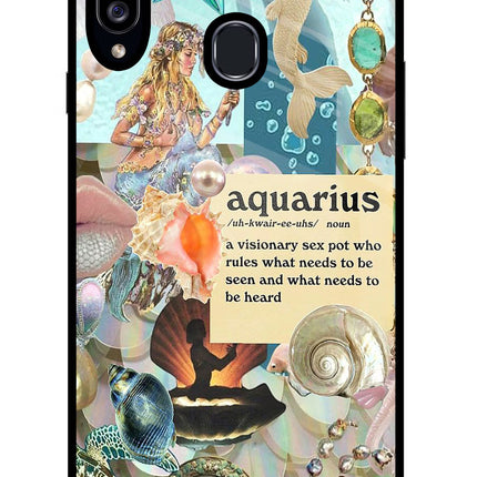 Aquarius Zodiac Samsung A20s Glass Case Back Cover by Casekaro