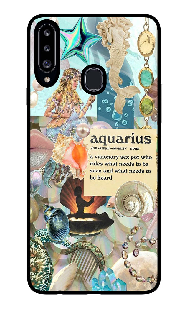 Aquarius Zodiac Samsung A20s Glass Case Back Cover by Casekaro