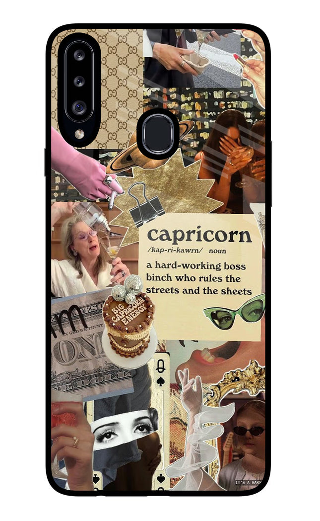 Capricorn Zodiac Samsung A20s Glass Case Back Cover by Casekaro