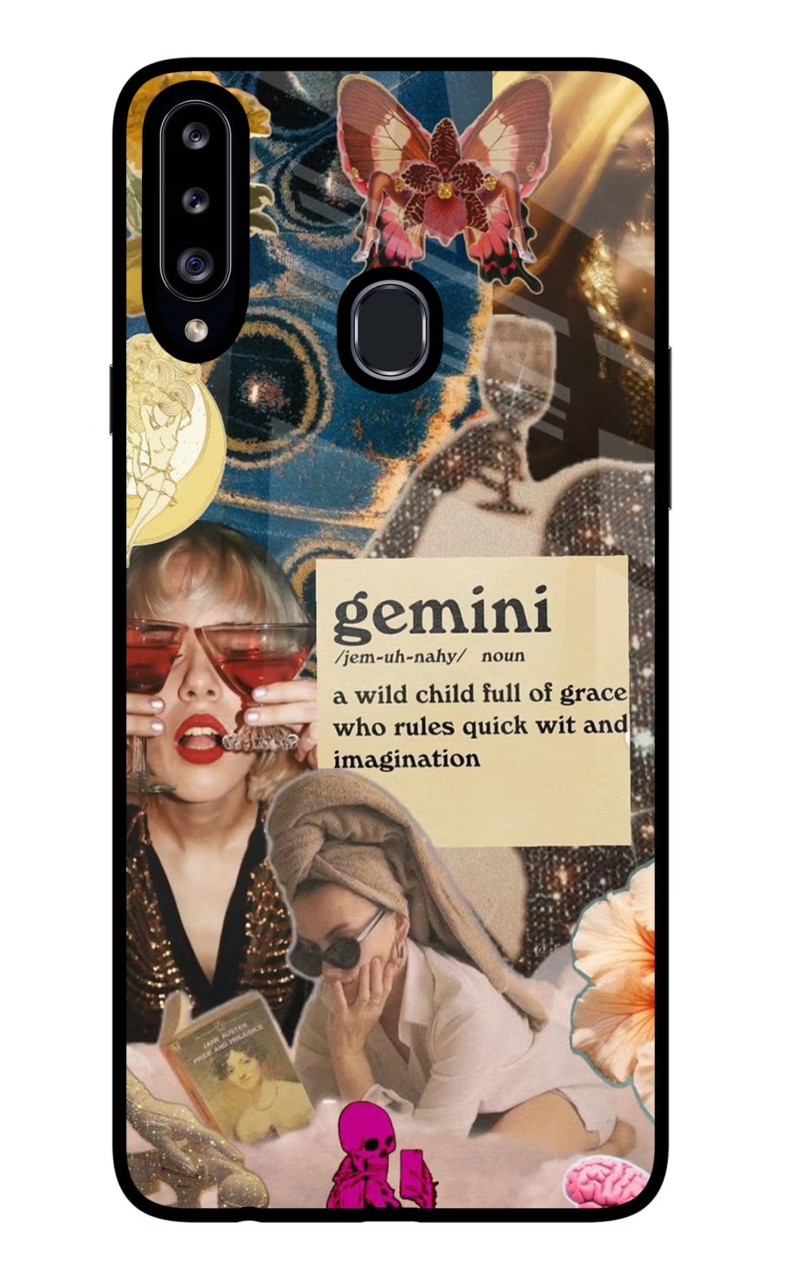 Gemini Zodiac Samsung A20s Glass Case Back Cover by Casekaro
