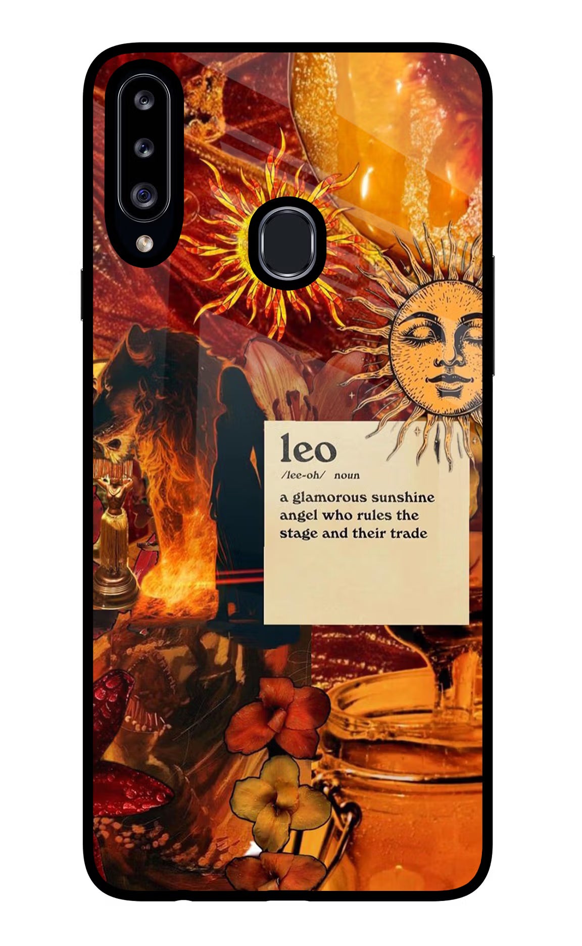 Leo Zodiac Samsung A20s Glass Case Back Cover by Casekaro