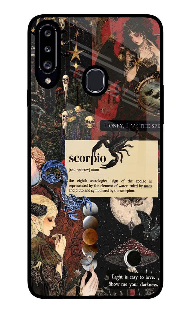 Scorpio Zodiac Samsung A20s Glass Case Back Cover by Casekaro