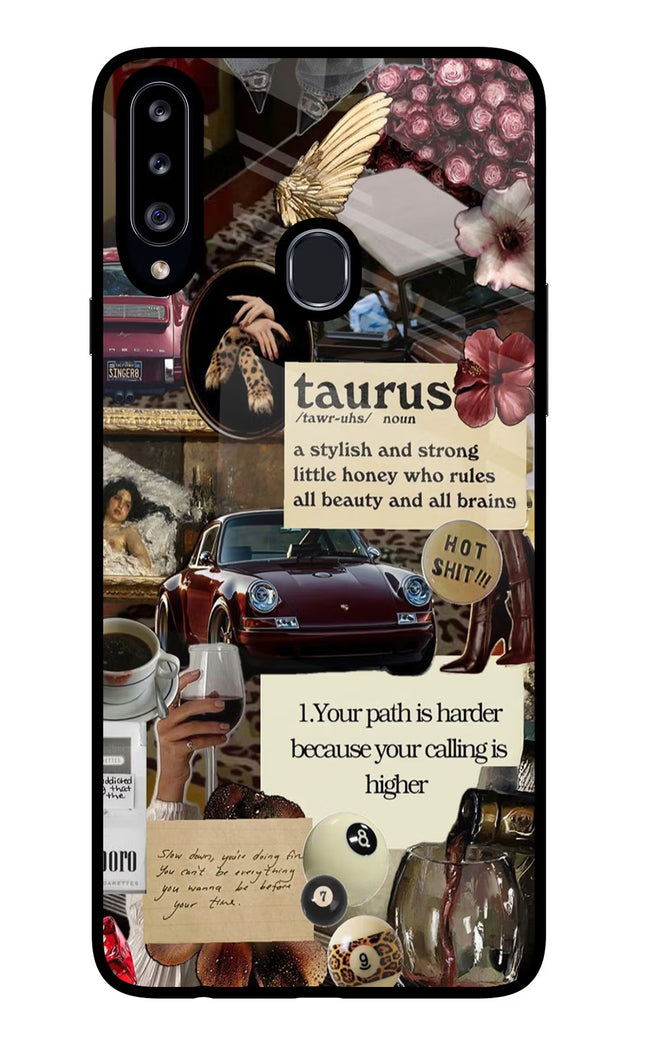 Taurus Zodiac Samsung A20s Glass Case Back Cover by Casekaro